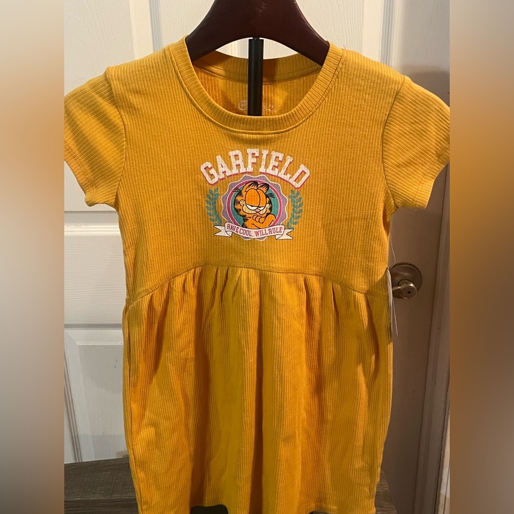 Garfield Girls Ribbed Dress Size S 6/6X Mustard Yellow NWT